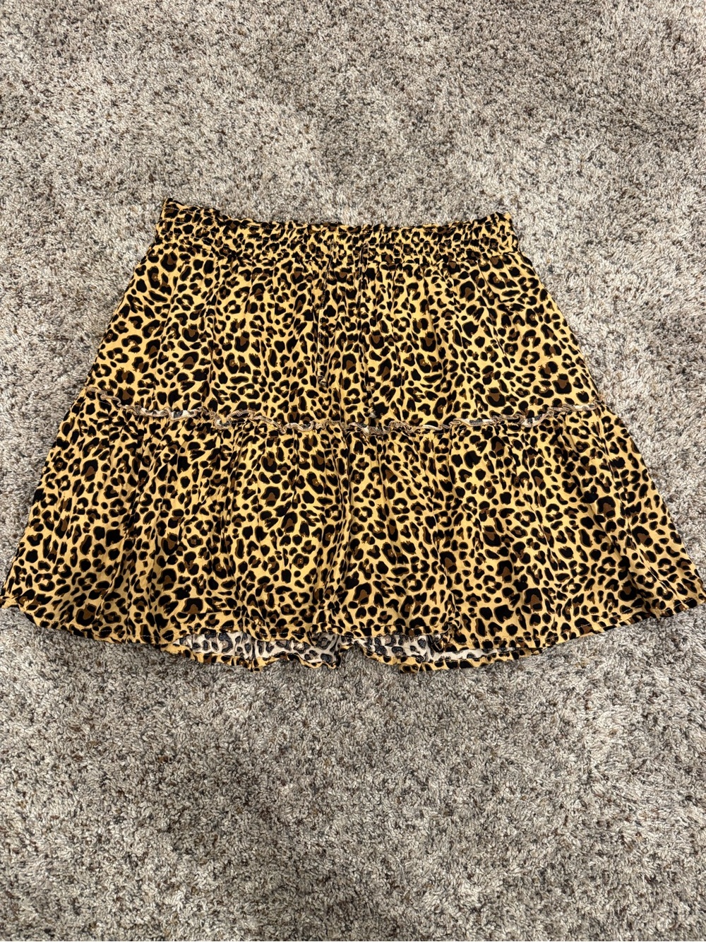 Alelly Tiered Leopard Print Skater Skirt in Yellow/Black
